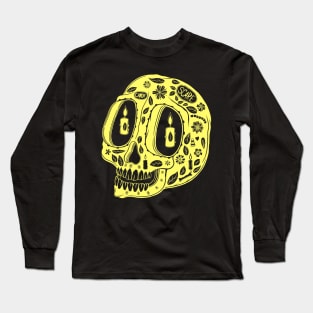 Skull Head Halloween Doodle Slime Green Long Sleeve T-Shirt